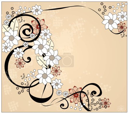 Ilustración de Ornamento floral abstracto con lugar para su texto - Imagen libre de derechos