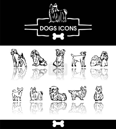 Illustration for Set of vector icons with pets, pets and animals - Royalty Free Image