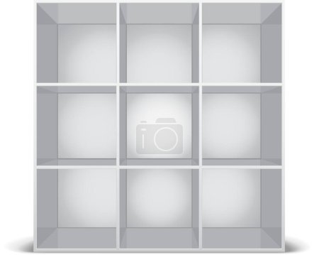 Ilustración de Estantes vacíos 3d realistas aislados sobre fondo blanco. ilustración vectorial - Imagen libre de derechos