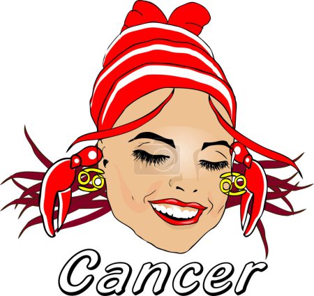 Illustration for Cancer girl with a bow - Royalty Free Image