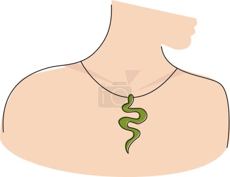 Ilustración de Cuello de mujer con colgante serpiente verde - Imagen libre de derechos