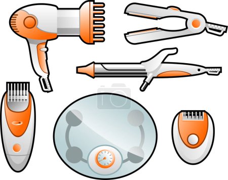 Illustration for Vector set of hairdresser, vector simple design - Royalty Free Image