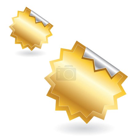 Illustration for Vector gold badge icons on white background. - Royalty Free Image