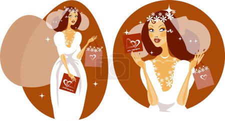 Téléchargez les illustrations : Illustration vectorielle d'une fille en robe de mariée, conception vectorielle simple - en licence libre de droit