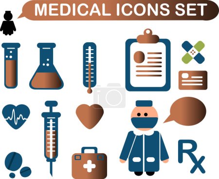 Téléchargez les illustrations : Icônes médicales définies sur fond de couleur. illustration vectorielle de stock. - en licence libre de droit