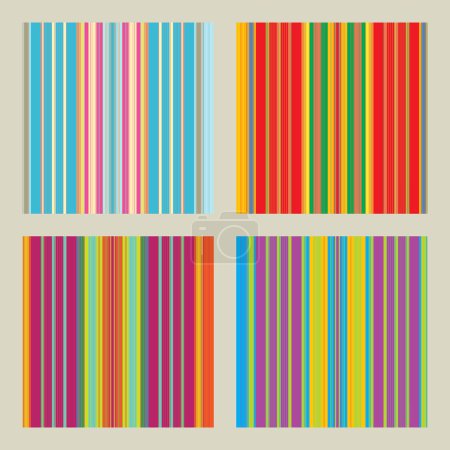 Ilustración de Cuatro patrones sin costuras con rayas retro en colores brillantes - Imagen libre de derechos