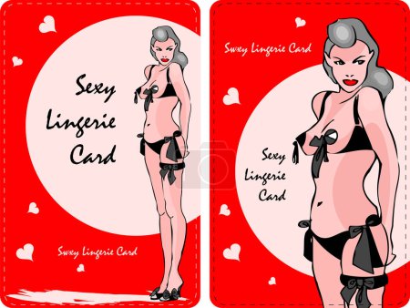 Téléchargez les illustrations : Femme sexy en lingerie noire, illustration vectorielle - en licence libre de droit