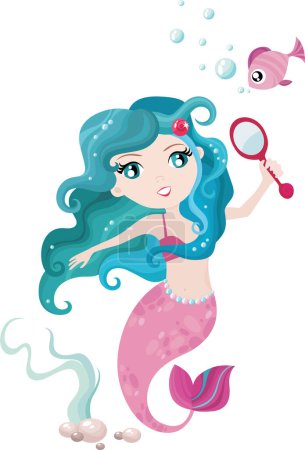 Illustration for Cute mermaid vector illustration - Royalty Free Image
