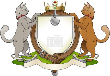 Téléchargez les illustrations : Armoiries du chat et d'un chat. illustration vectorielle. - en licence libre de droit