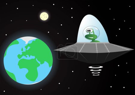 Illustration for Illustration of a ufo in space - Royalty Free Image