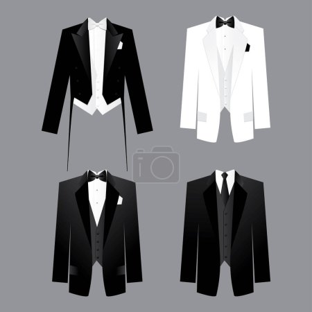 Illustration for Set of tuxedo icons - Royalty Free Image