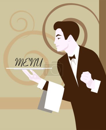 Illustration for Man holding menu  vector - Royalty Free Image