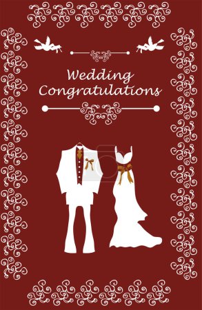 Illustration for Happy bride and groom, vector illustration - Royalty Free Image
