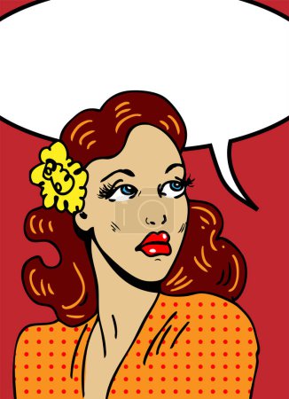 Illustration for Pop art woman with speech bubble. - Royalty Free Image