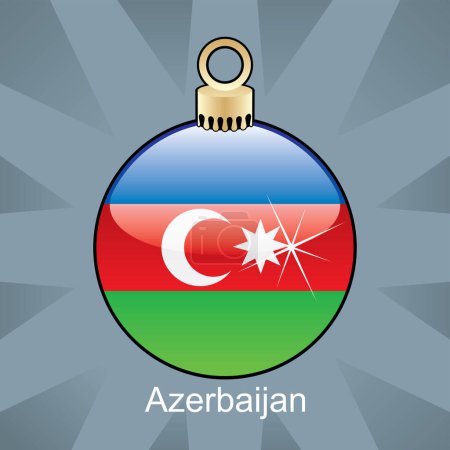 Illustration for Christmas bauble with flag azerbaijan - Royalty Free Image