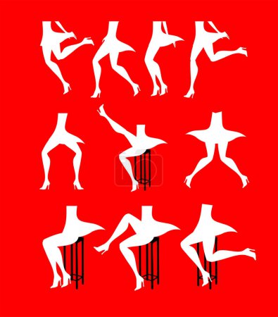 Ilustración de Conjunto de siluetas de los hombres de salto - Imagen libre de derechos