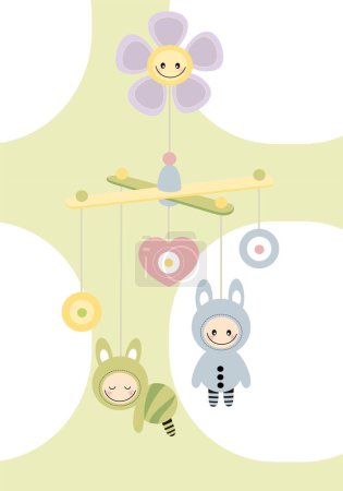 Illustration for Baby shower card with little animals - Royalty Free Image
