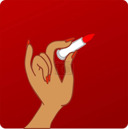 Ilustración de Ilustración vectorial de la mano de la mujer con lápiz labial - Imagen libre de derechos