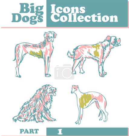 Téléchargez les illustrations : Ensemble d'icônes pour chiens - en licence libre de droit
