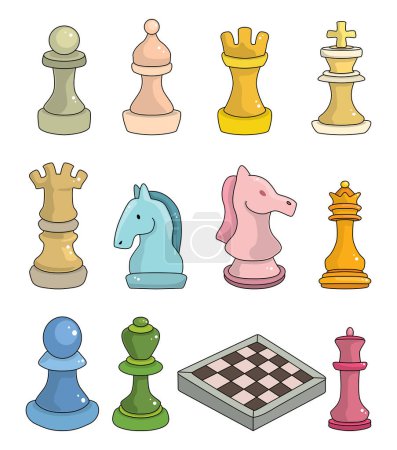 Illustration for Chess game icons set - Royalty Free Image