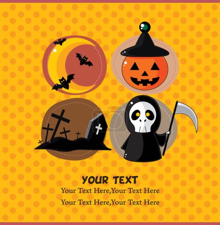 Téléchargez les illustrations : Carte halloween avec fond vectoriel - en licence libre de droit
