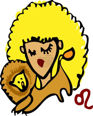 Téléchargez les illustrations : Illustration vectorielle de singe dessin animé mignon avec les cheveux bouclés - en licence libre de droit