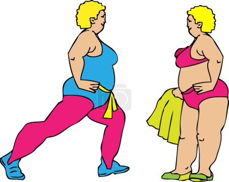 Illustration for Fat woman doing sport - Royalty Free Image