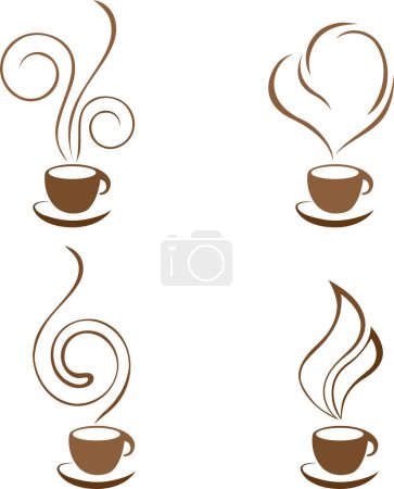 Téléchargez les illustrations : Jeu d'illustration vectorielle tasse à café - en licence libre de droit