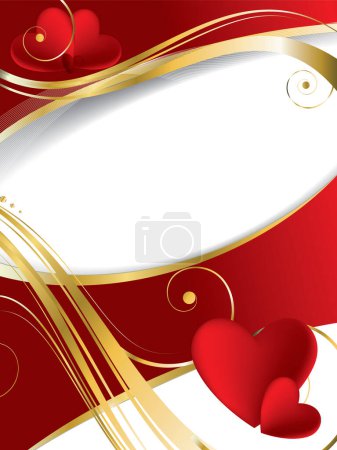 Ilustración de Fondo rojo con corazones, día de San Valentín - Imagen libre de derechos