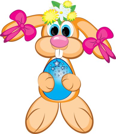 Ilustración de Conejo de Pascua con huevo - Imagen libre de derechos