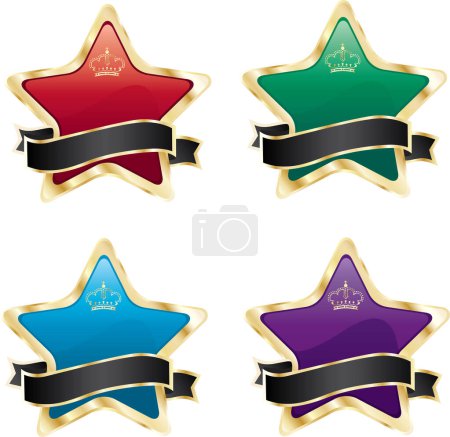 Ilustración de Estrellas etiquetas conjunto icono vector ilustración. - Imagen libre de derechos