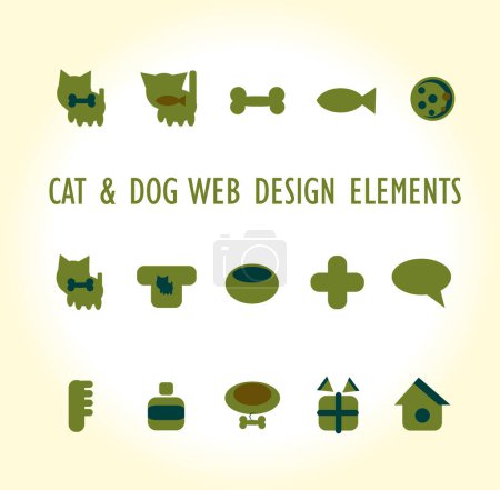 Ilustración de Iconos de diseño de perro y gato, diseño simple vector - Imagen libre de derechos
