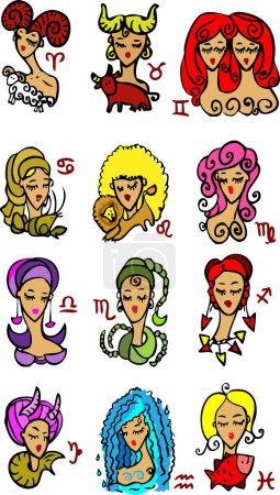 Illustration for Set of zodiac signs, vector illustration - Royalty Free Image