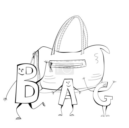 Téléchargez les illustrations : Croquis avec sac, illustration vectorielle design simple - en licence libre de droit