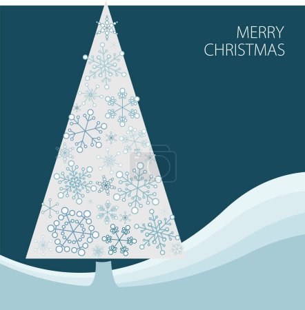 Téléchargez les illustrations : Carte de Noël vectorielle avec neige et arbre de Noël, illustration vectorielle design simple - en licence libre de droit