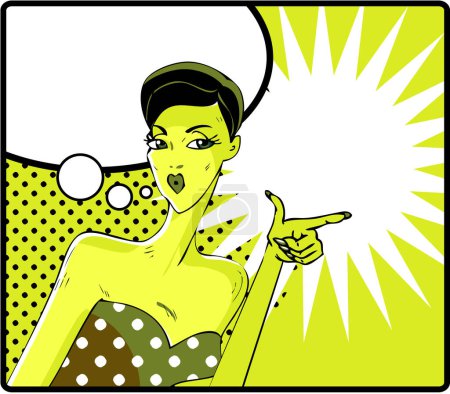 Ilustración de Arte pop mujer con burbuja del habla, vector ilustración diseño simple - Imagen libre de derechos