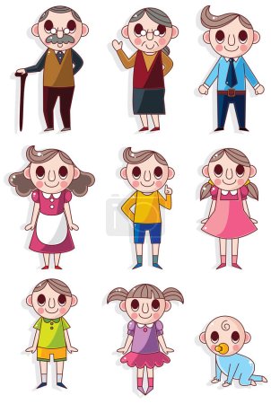 Illustration for Set of cute characters of different ages, vector illustration - Royalty Free Image