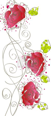 Téléchargez les illustrations : Roses rouges dessinées à la main sur fond blanc - en licence libre de droit