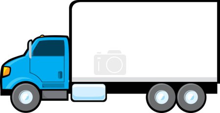 Téléchargez les illustrations : Camion avec bannière blanche vierge - en licence libre de droit