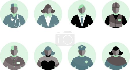 Illustration for Set of doctor avatar icons in flat style. - Royalty Free Image