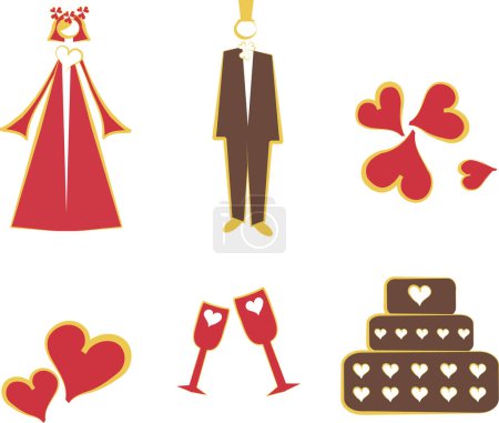 Illustration for Wedding icons set, wedding symbols, vector, illustration - Royalty Free Image