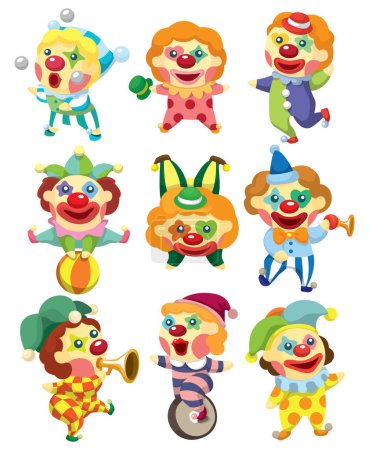 Illustration for Set of clown characters, vector illustration - Royalty Free Image