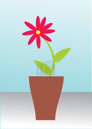 Téléchargez les illustrations : Pot de fleurs avec des fleurs sur un fond bleu. illustration vectorielle. - en licence libre de droit