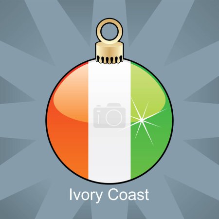 Téléchargez les illustrations : Boule de Noël avec drapeau côte d'ivoire - en licence libre de droit