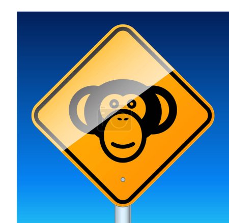 Illustration for Monkey car sign. High-detailed vector sign - Royalty Free Image