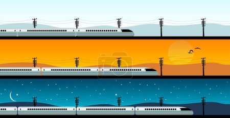 Illustration for Set of banners of railways and trains - Royalty Free Image