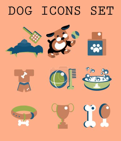 Téléchargez les illustrations : Illustration vectorielle des icônes de chien ensemble - en licence libre de droit