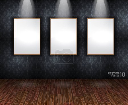 Illustration for Photo frames on wall, vector illustratoion - Royalty Free Image