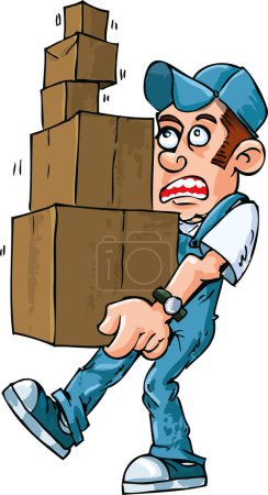 Illustration for Man carrying boxes, vector illustration - Royalty Free Image