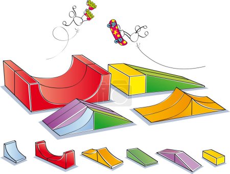 Illustration for Skatepark to do skateboard tricks and jumps - Royalty Free Image
